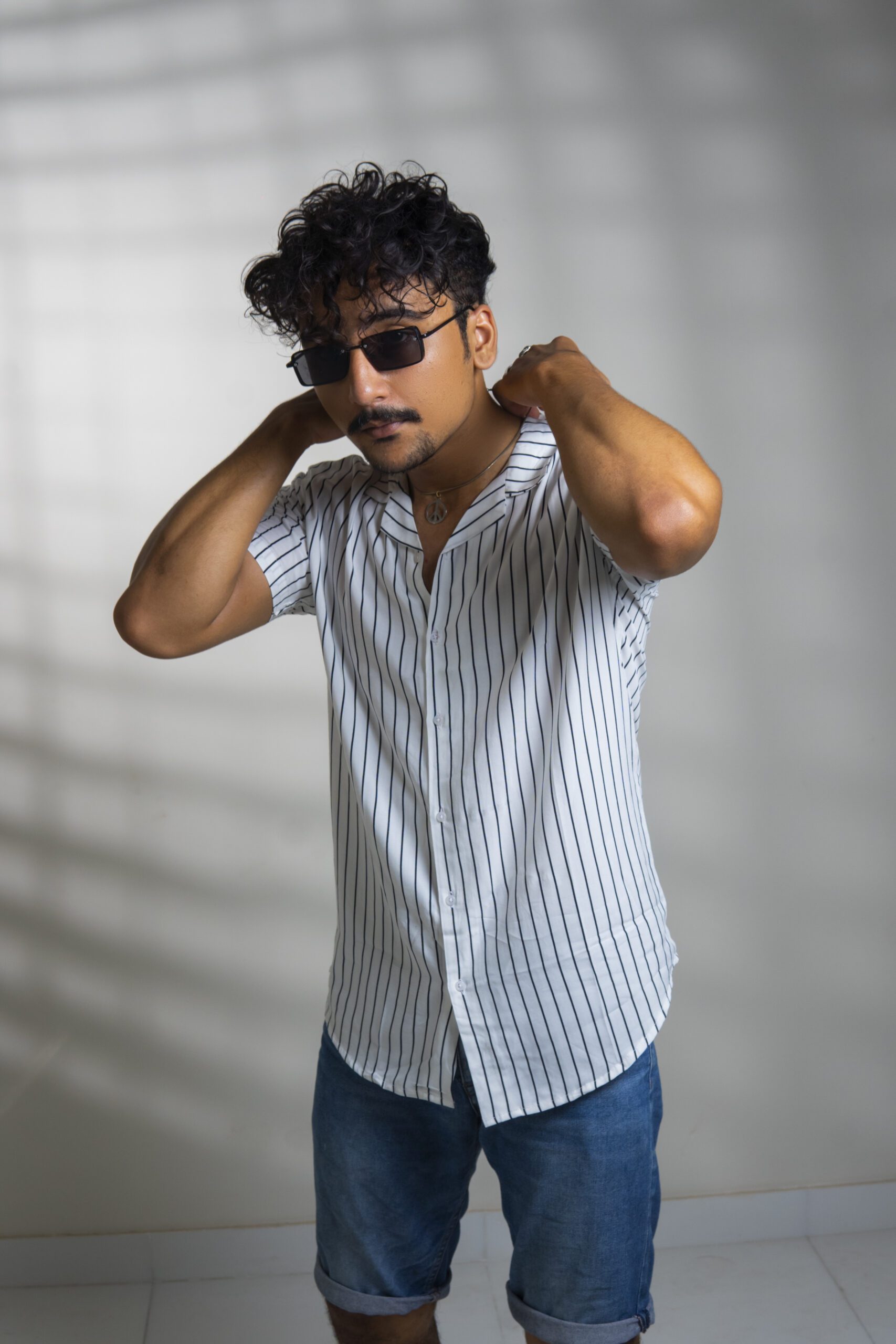 White Shirt with Black Strips in Boski Linen