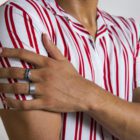 White Shirt with Pair of Red Strips in Boski Linen