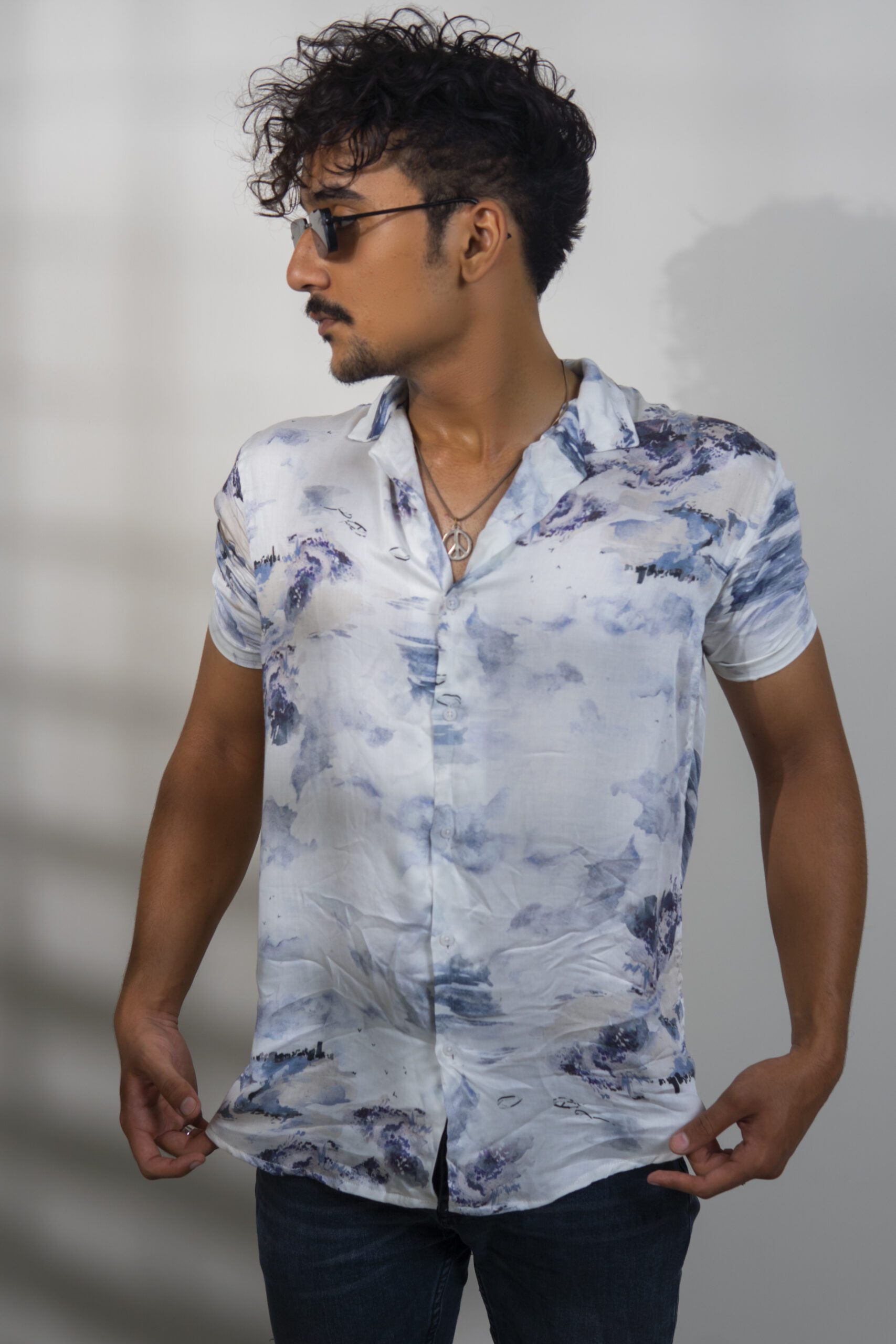 Blue Tie Dye Shirt in Boski Linen