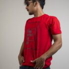 Think Outside the Box Round Neck T-Shirt Red