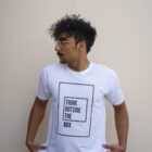 Think Outside the Box Round Neck T-Shirt White