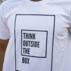 Think Outside the Box Round Neck T-Shirt White