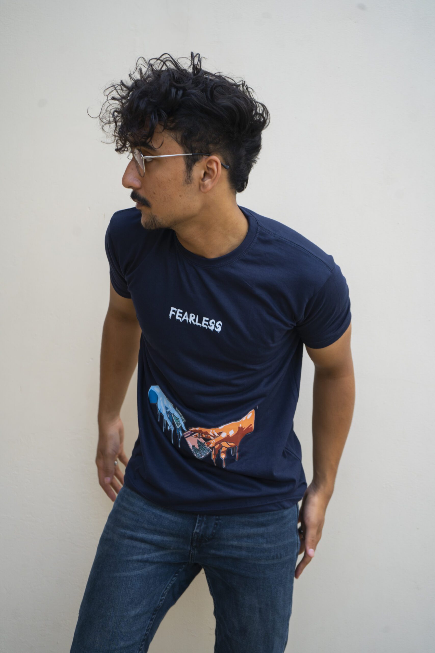 Fearless Round Neck T-Shirt Blue