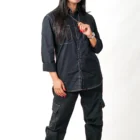 Contrast Stitch black cargo pants