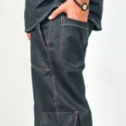 Contrast Stitch black cargo pants