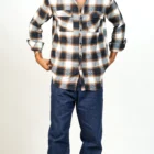 Flannel Flap Pockets Check Print Shirt