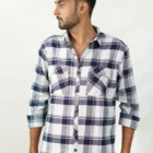 Flannel Flap Pockets Check Print Shirt