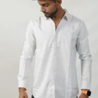 Formal wear full sleeves white check shirt