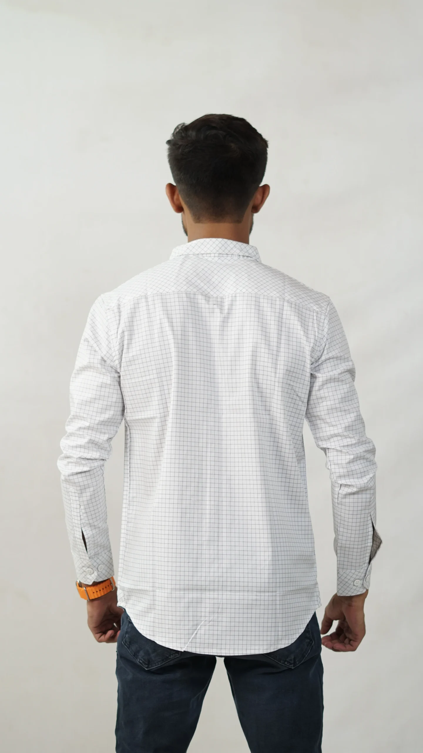 Formal wear full sleeves white check shirt