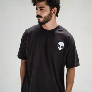 Alien Face Oversize T-Shirt Black