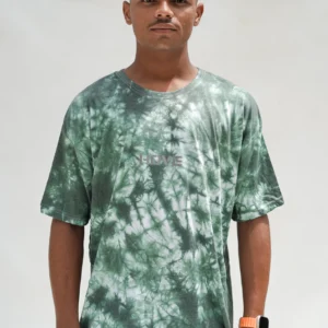 Bottle green tie dye oversize T-shirt