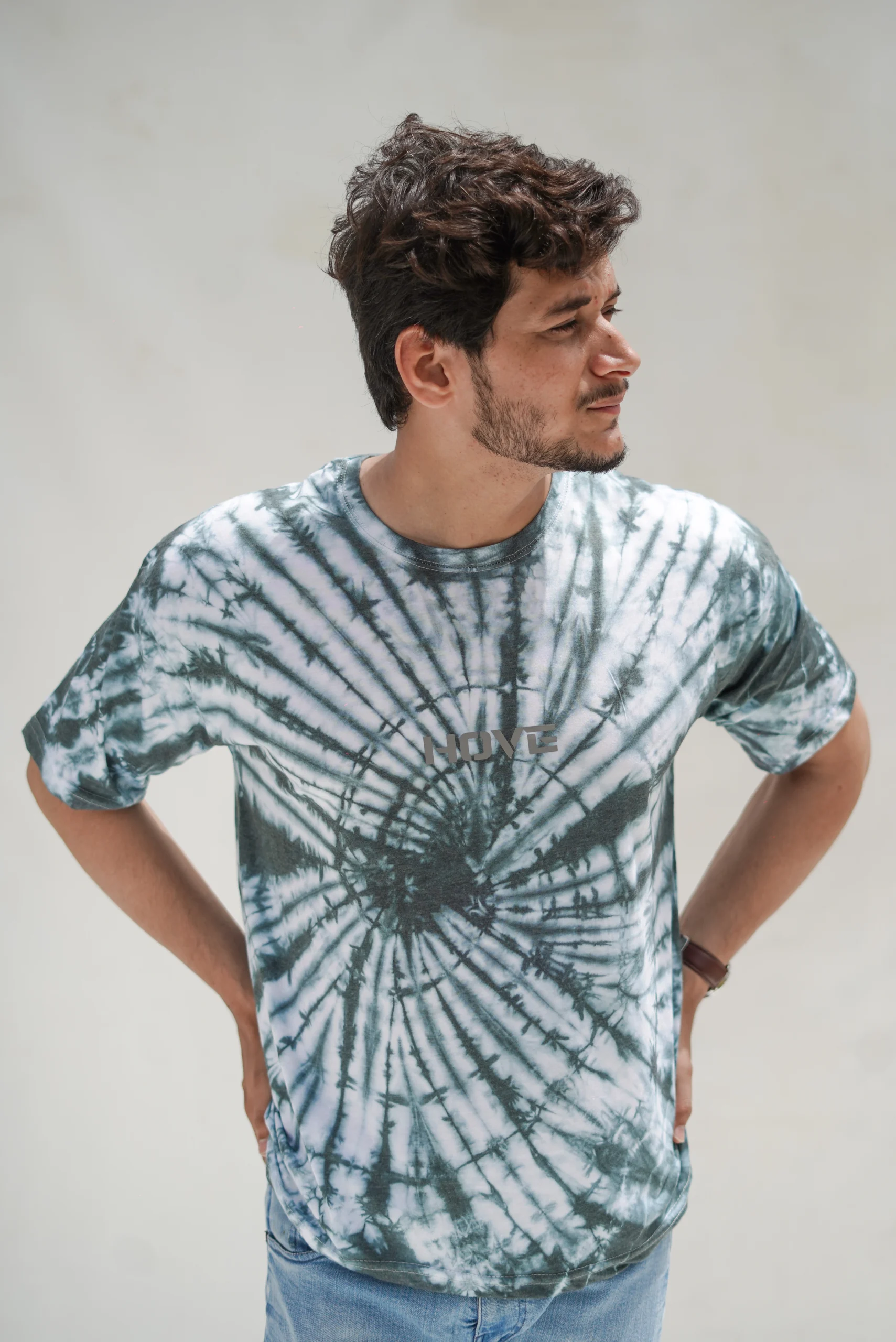 Charcoal grey tie dye oversize T-shirt