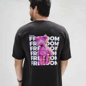 Freedom back print oversize T-shirt Black