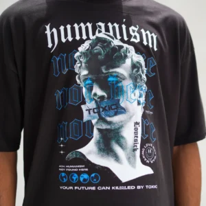 Humanism vintage print oversize T-shirt Black