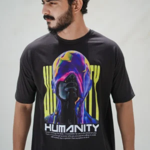 Humanity Art Face Print Oversize T-Shirt Black