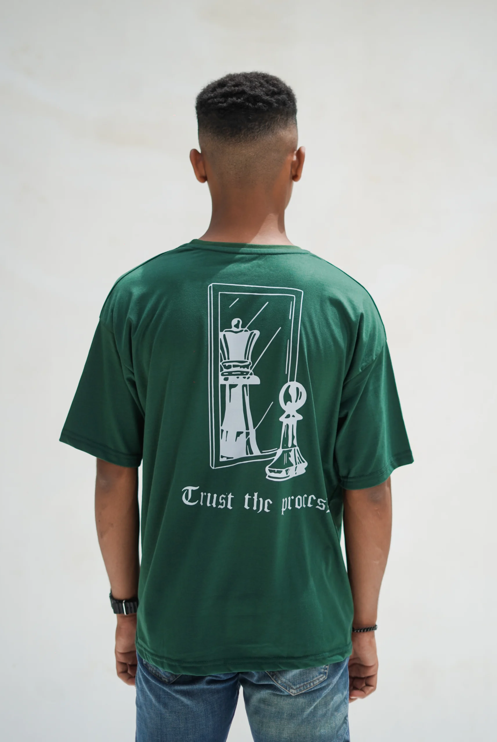 Trust the process back print oversize T-shirt Green