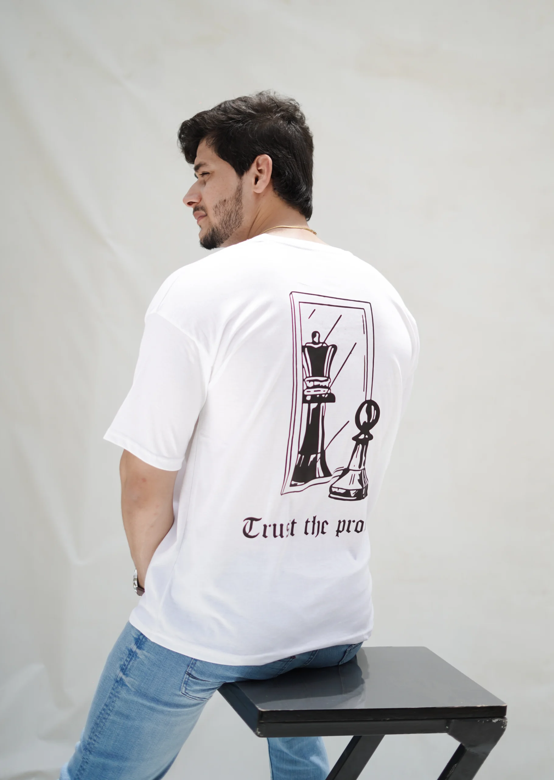 Trust the process back print oversize T-shirt white