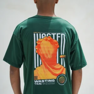 Wasting back print oversize T-shirt green